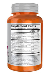 Supplement facts label for NOW Foods R&R Rest and Repair 90 Veg Capsules highlighting ingredients and serving size.